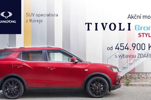 Akční model SUV SsangYong TIVOLI GRAND STYLE+ s výbavou ZDARMA od Mach Motors v Českých Budějovicích!