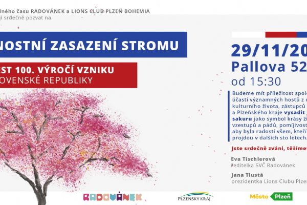 Slavnostní zasazení stromu na počest 100. výročí vzniku Československé republiky