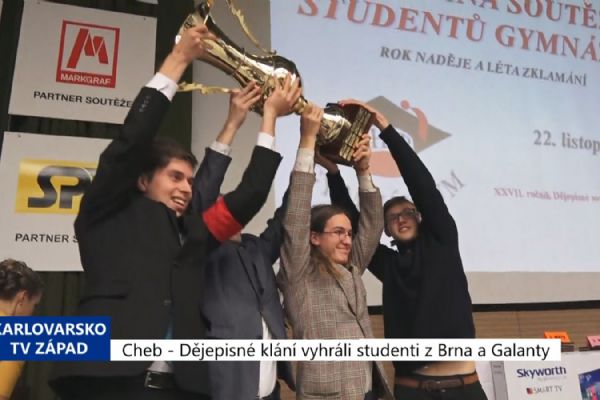 Cheb: Dějepisnou soutěž vyhráli gymnazisté z Brna a Galanty (TV Západ)