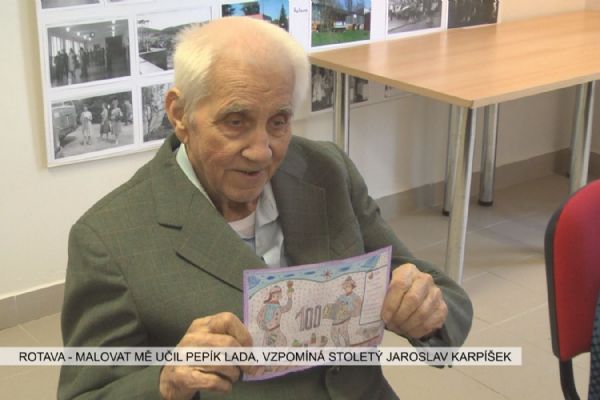 Rotava: Malovat mě učil Pepa Lada, vzpomíná stoletý Svatoslav Karpíšek (TV Západ)
