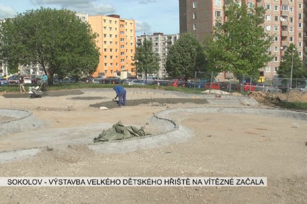 Sokolov: Výstavba velkého dětského hřiště na Vítězné začala (TV Západ)