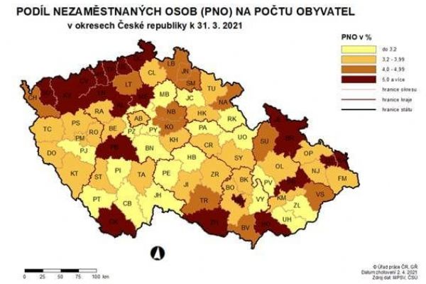 Karlovarský kraj má nejvyšší podíl nezaměstnaných v rámci celé ČR