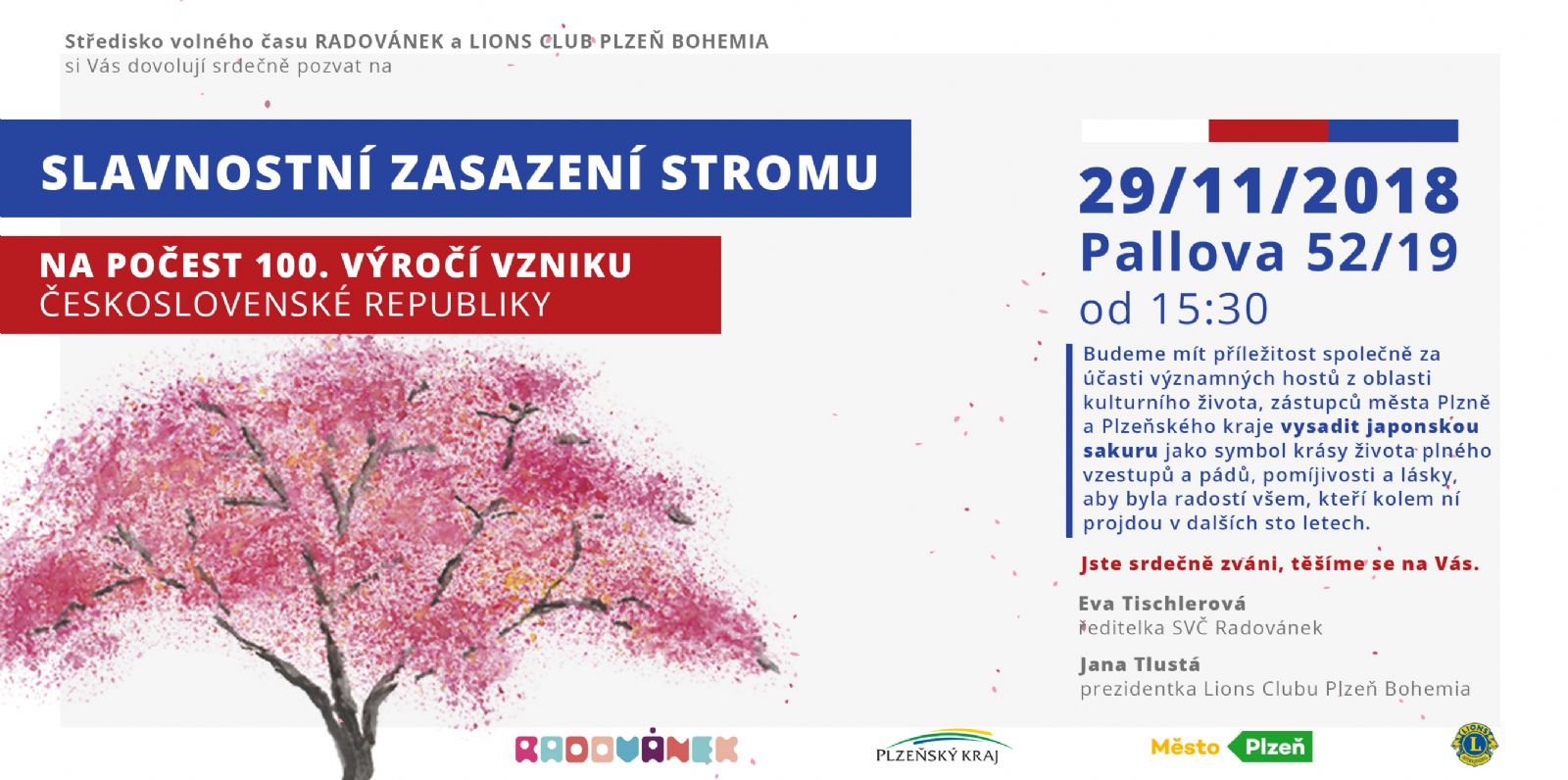 Slavnostní zasazení stromu na počest 100. výročí vzniku Československé republiky
