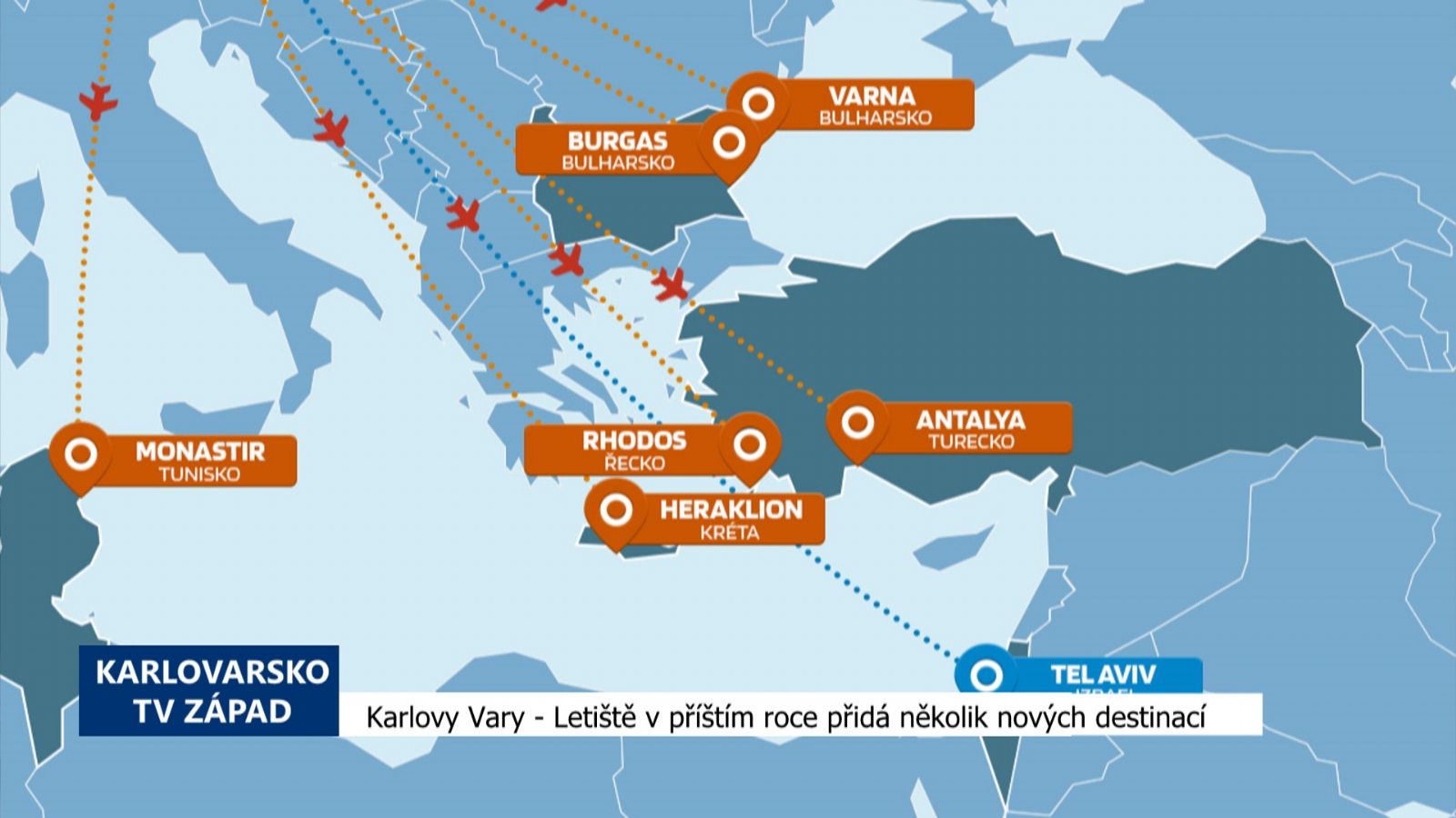 Karlovy Vary: Letiště v příštím roce přidá několik nových destinací (TV Západ)