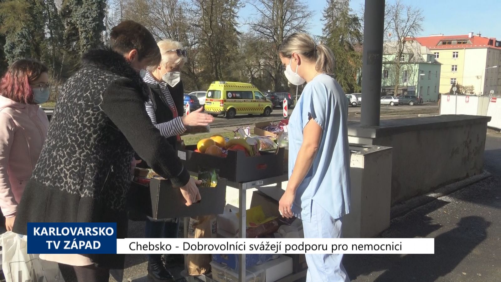 Cheb: Dobrovolníci svážejí podporu pro nemocnici (TV Západ)