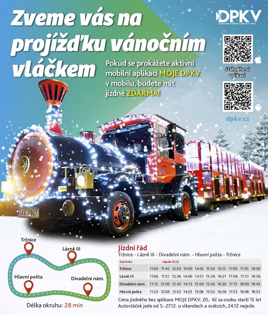 Karlovy Vary: Zítra vyjede Vánoční vláček 