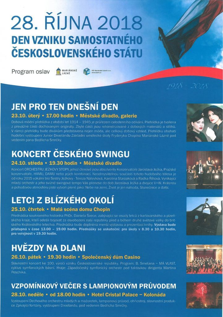 Mariánské Lázně: Začíná týden oslav dne vzniku samostatného Československého státu