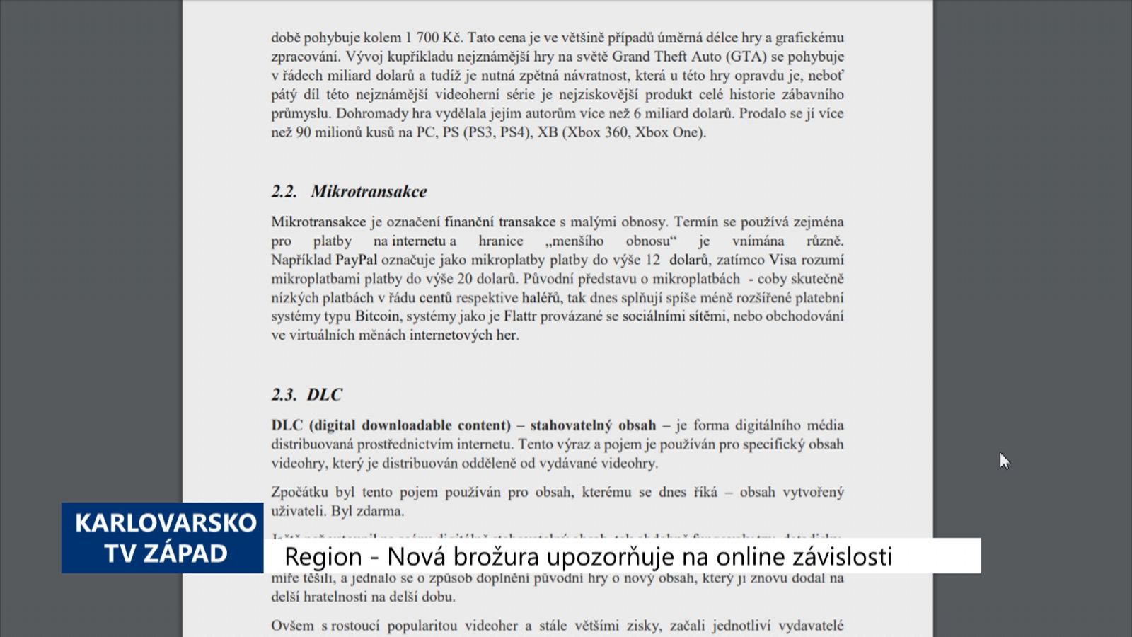 Region: Nová brožura upozorňuje na online závislosti (TV Západ)