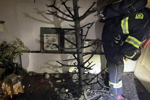 Prskavky zapálily stromek, hasiči zasahovali 28×