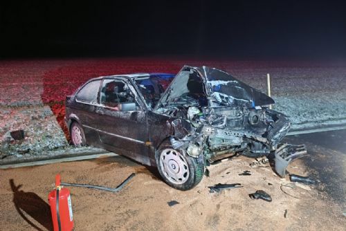 BMW na Tachovsku dostalo smyk a narazilo do stromu. Řidič měl velké štěstí