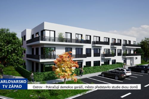 Ostrov: Pokračují demolice garáží, město představilo studie dvou domů (TV Západ)